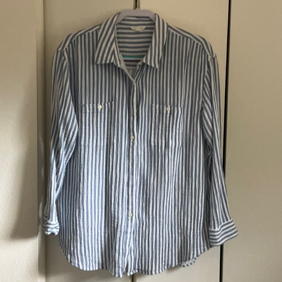 Caslon cotton button up shirt, long sleeved, sz L - Picture 1 of 8